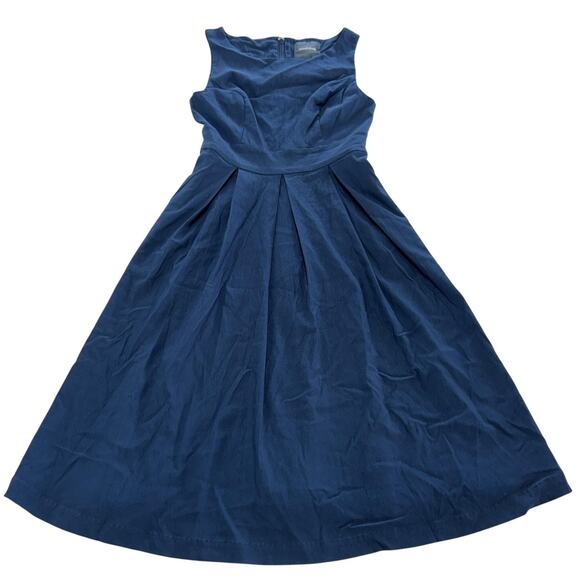 ModCloth Dress Womens Small Blue Always Polished Fit Flare Pleated Vintage Style - Picture 2 of 10